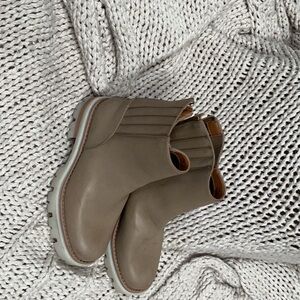 Kork-Ease Tan Ankle Booties with Elastic Panels